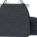 AAAAAcessories D-Shaped Chair Cushions, 2" Thick Dining Chair Pads with Ties and Removable, Machine-Washable Cover, 17" x 16", Set of 4, Charcoal Gray