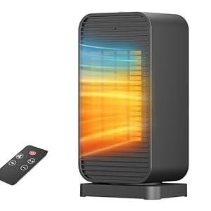 Portable Electric Space Heaters For Indoor Use, Mini Space Heater And Fan Combo, Small Desk Heater For Office With Remote, 50°Swing, 1500W PTC Ceramic Instant Heat For Room Garege Bathroom Bedroom