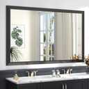 SMIROR Matte Black Bathroom Mirror for Over Sink 55x 40 inch, Metal Thick Frame Rectangle Vanity Mirror for Wall, Anti-Rust, Horizontally or Vertically Mounted