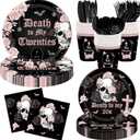 AIBIIN Death to My 20s Decorations Rose Gold and Black Death to My Twenties Tableware Set 30th Birthday Party Disposable Paper Plates Napkins Rip to My 20s Birthday Tableware Supplies for 24 Guests