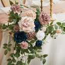 Ling's moment 2PCS Navy Blue Artificial Flower Garland Wedding Arch Flowers Floral Swags Table Centerpieces Dusty Rose Arrangements for Sweetheart Table Easel Wall Entryway Board Backdrop Decor