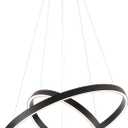 Modern Led Chandelier, 2 Rings Contemporary Chandelier Circular Pendant Light, Black Dimmable Hanging Ceiling Light Fixture for Living Dining Room (15.7"+23.6")