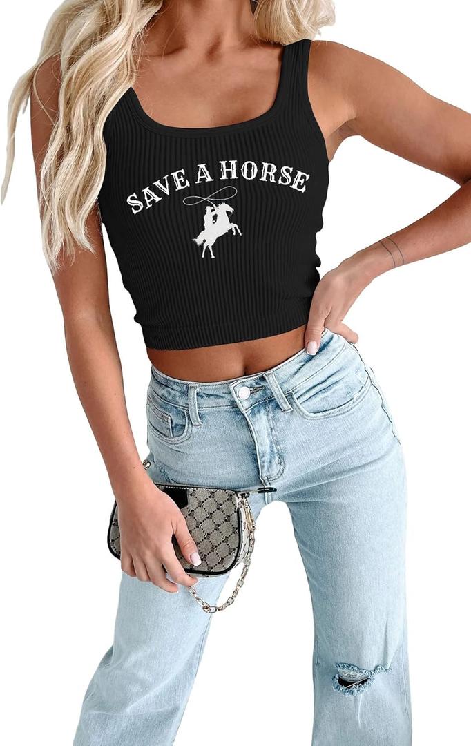 Women Western Cowgirl Tank Top Cowboy Country Music Outfit Rodeo Country Music Shirts Sexy Crop Top, M Women Western Cowgirl Tank Top Cowboy Country Music Outfit Rodeo Country Music Shirts Sexy Crop Top, M