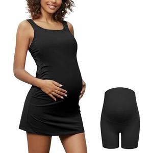Bhome Maternity Golf Dress Summer with Shorts and Built in Bra for Women M