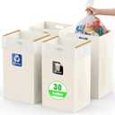 30 Gallon Disposable Trash Cans with Built-in Handles, 4 Pack Extra Large Portable Trash Can, Waterproof Layer Reusable Garbage Can, Recycling Bins, Extra-Thick Recycled Cardboard, Perfect for Parties (White)