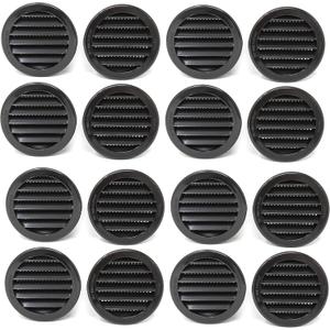3" Round Plastic Louver Soffit Air Vent Reptile Screen Grille Cover (16, Black)