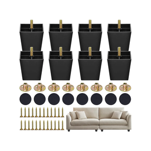 8 Pack Plastic Furniture Legs 3 Inch - Heavy Duty Couch Feet Replacement, Sofa Legs & Chair Legs Set of 8, Black Coffee Table Legs with Non-Slip Base