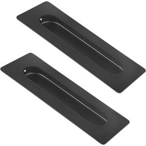 HOMOTEK 7 in Flush Pull Sliding Closet Door Handles 2 Pack Recessed Rectangular Big Handles Bypass Door Handles, Large Size Stainless Steel Barn Door Finger Pull Set, Free of Sharp Edge(Black)