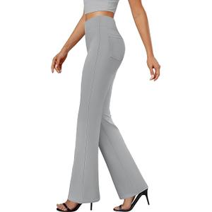 Womens Bootcut Dress Pants Business Casual Work Pants with Pockets High Waist Stretchy Trousers Pull On Office Slacks Small