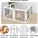 LZRS 6-Panel Extra Wide Wooden Freestanding Dog Gate: Foldable Solid Wood and Steel Wire Chew Resistant Safety Barrier for Doorways, Stairs, and Open Long Spaces Indoor Use, White