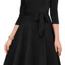 RUMIA Women's Cocktail Dresses 3/4 Sleeve Formal Vintage Wedding Guest Dress (Black, M)