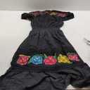 YZXDORWJ Women Embroidered Mexican Peasant Casual Sexy Lace Off-Shoulder Long Dress (L)