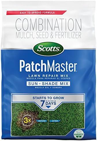 Scotts PatchMaster Lawn Repair Mix Sun + Shade Mix, Combination Grass Seed, Fertilizer, and Mulch, 4.75 lbs.