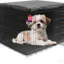 HiCaptain Breathable Dog Crate Cover 24 Inch, Durable Heavy Duty Kennel Cover, Dual Zippered Panels, Windproof Waterproof UV-Resistant (Grey)