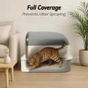 Enclosed Litter Box with Front Door Flap and Scoop, Covered Kitty Litter Box with Handle and Buckles for Portability and Privacy (Misty Gray)