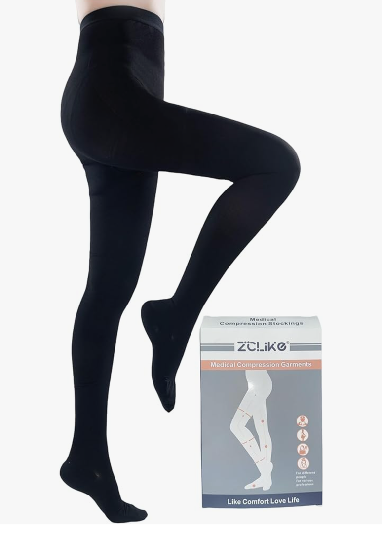 ZCLIKE® Medical Compression Pantyhose Closed Toe Stockings for Women&Men 20-30mmHg All-Season Comfort Advanced Support for Varicose Veins Edema DVT Plus, Size L