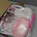 Portable Baby Swing, Pink Electric Infant Swing with 5 Speed Levels, 6 Songs & Timer Battery-Powered Only (No Batteries Included) Pink and White