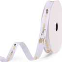 Graduation Ribbon, 0.39 Inch x 9.8 Yards Hot Stamping Process Congrats Grad Ribbon Gold Glitter Decorative Class Ribbon Ribbon for Gift Wrapping Party Decoration (White Gold)