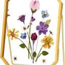 REDHUGO Glass Pressed Flower Frame Handmade, Octagon, 4x6 inches, Gold (4L" x 6W")