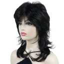 Wiginway Long Shaggy Layered Hair Natural Straight Wavy Shags Wig Soft Syhthetic Hair (#4 Dark Brown)