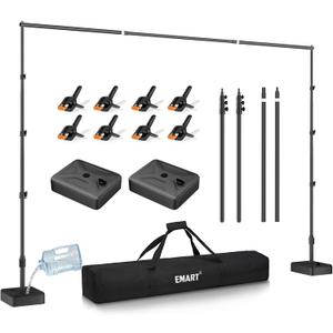 EMART Backdrop Stand with Heavy Duty Water Tank Base 8.5x10ft Adjustable Metal Photo Backdrop Stand Kit Pipe and Drape Background Frame for Birthday Party, Wedding Decorations, Studio Photography