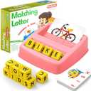 HahaGift Educational Toys for 2-5 Year Old Girl Gifts, Matching Letter Learning Games Activities, Christmas Birthday Gift for Toddler Kids Age 2 3 4 5 Year Olds Girls (Pink)