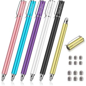 StylusHome Stylus Pens for Touch Screens(6 Pcs),Sensitivity 2 in 1 Fiber Tips Capacitive Stylus with 12 Extra Replaceable Tips for iPad iPhone Tablets Samsung Galaxy All Universal Touch Screen Devices