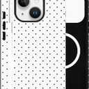 Magnetic Case for iPhone 13, Compatible with MagSafe, Aesthetic Polka Dot Cute Design for Women, Hybrid 2-Layer Hard Shell Phone Cover, White