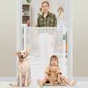 42 Inch Extra Tall Baby Gate 0"-39" Wide Narrow Pet Gate Tall Retractable Baby Gates for Dogs Mesh Dog Gates Indoor Pet Gate for Stairs Doorways Hallways, White