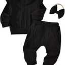 Aalizzwell Infant Baby Girl Fall Winter Outfit (18-24 Months, Black)