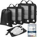 Compression Packing Cubes for Travel, Lightweight 6 Set Bags Cruise Must Haves for Luggage Carry On Suitcase and Clothes Organizer, Durable Vacation Essentials and Accessories Gifts for Women and Men (Black)