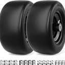 RONPOW 11x6.00-5 Flat Free Lawn Mower Tire and Wheel, 11x6x5 Solid Front Tires for Zero Turn Mower, 400Lbs Load, 3/4", 5/8" and 1/2" Bearings, 5.31"-7.71" Hub for Residential Commercial, 2Pack Black