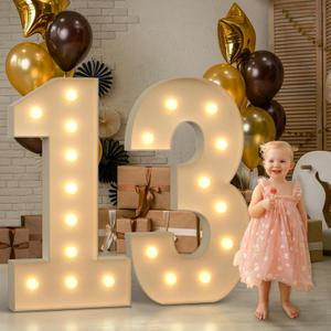 Marquee Numbers 13, 4FT Light Up Numbers for 13th Birthday Party Decorations, Mosaic Numbers for Balloons, Large Cardboard Numbers, Number One Balloon Frame, Number Blocks Birthday Party