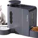 Gardner Pet Automatic Gravity Cat Food Feeder and Water Dispenser Stainless Steel Two-in-One Set Large Capacity Dispenser for Medium, Large Dogs, Puppies, Kittens, Rabbits-(1.6 Gallons x 2) (Black-Grey)