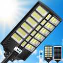 Solar Street Lights Outdoor Waterproof 9000W, Large Commercial Solar Powered Parking Lot Lighting Dusk to Dawn with Motion Sensor & Remote Control, 7000K Heavy Duty LED Street Lamp for Driveway, Yard, 9000W-1 Pack