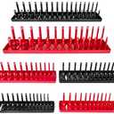 AIUITIO 6PCS Socket Organizer Tray Set, Red SAE & Black Metric Socket Storage Trays, 1/4-Inch, 3/8-Inch & 1/2-Inch Drive Deep and Shallow Socket Holders for Toolboxes Black Red