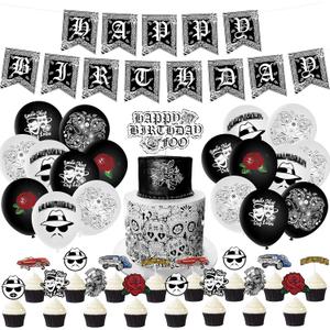 51PCS Cholo Birthday Party Decorations, Early 2000s Party Kit for Teens, Old School Black Cholo Theme Balloons, Happy Birthday Banner and Cake Topper Decor Supplies
