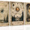 Palette Dreams 3 Pieces Gothic Vintage Celestial Canvas Wall Art, Vintage Tarot Canvas Wall Decor, Mysterious Sky Astrology Picture Poster Prints for Living room Bedroom Office Decor 12X16 inches