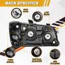 Headlight Assembly Compatible with Toyota Highlander 2004 2005 2006 2007 Halogen Type, OE-Style Headlamp Replacement Without Bulbs for 81130-48280 81170-48280, Black Housing Amber Reflector