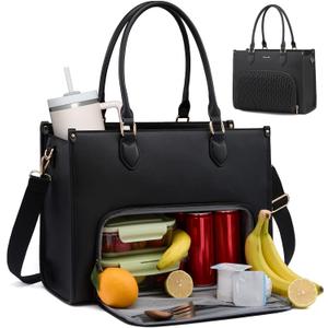 LOVEVOOK Lunch Tote Bag for Women, 3 in 1 Work Bag with Insulated Lunch Compartment, 15.6 Inch Laptop Tote Bag for Teacher, Nurse, Business, Office