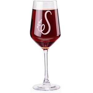 14 Ounce Classic Crystal Glass, A-Z Monogrammed Gifts For Women, Engraved Personalized Glass, Unique Glasses Gift (S)