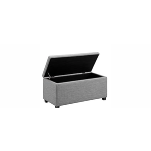 Amazon Basics Upholstered Rectangular Storage Ottoman and Entryway Bench, Polyester, Light Gray, 35.5"W x 16.5"D x 17"H