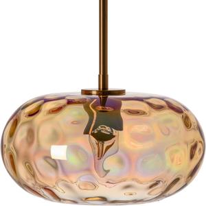 Large Glass Pendant Lighting, Hammered Lampshade Chandelier with Height Adjustable Hanging Rods, Brass Gold Chandelier for Dining Living Room Kitchen Island (Colorful Deep Amber, 11 Inch)