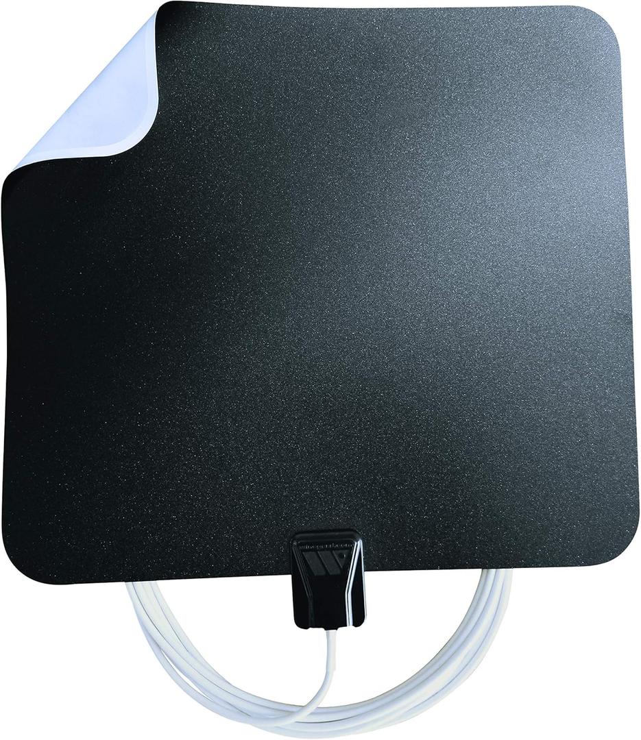 Winegard FL5500A FlatWave Amped Digital HD Indoor TV Antenna  Amplified, 4K & ATSC 3.0 Ready, High-VHF/UHF, 60 Mile Range, Dual Color, 18.5 ft Cable