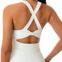 Smooth Workout Tank Top with Built-in Bra Cross Back Athletic Yoga Tops Stretchy Sports Camisole for Gym Pilates Size 4