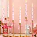 12 Set Pink Bow Taper Candles 10 Inch Unscented Coquette Birthday Decoration Candles Pink Bow Party Supplies for Girl Women Baby Shower Bridal Bachelorette Birthday Wedding Party Decorations