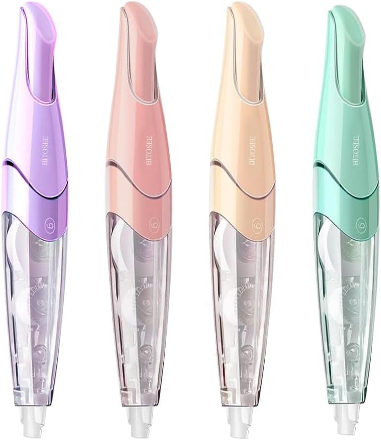 White Correction Tape, Retractable Refillable Correction Tape, With Smooth Pull Out Tape Applicator, Aesthetic Cute Correction Pen for Office Supplies