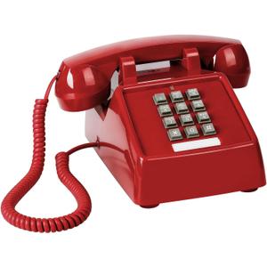Vintage Corded Phones for Landline Old Telephone with Mechanical Ringer Receiver Volume Adjustable Retro Analog Desk Phone for Home House School, Red