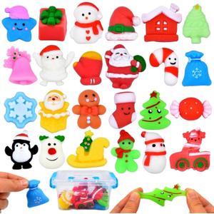 2 x 24pcs Christmas Mochi Squishy Toys Christmas Stocking Stuffers, Squishies Stress Relief Toys for Kids Girls Boys Bulk Christmas Classroom Gifts Party Favors