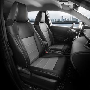 FREESOO for Toyota Corolla Cross Seat Covers L LE XLE 2021 2022 2023 2024 2025 2026, Custom Car Seat Covers Full Set, Leather Seat Covers for SUV, Waterproof Seat Cover, Black Gray Not for Hybrid